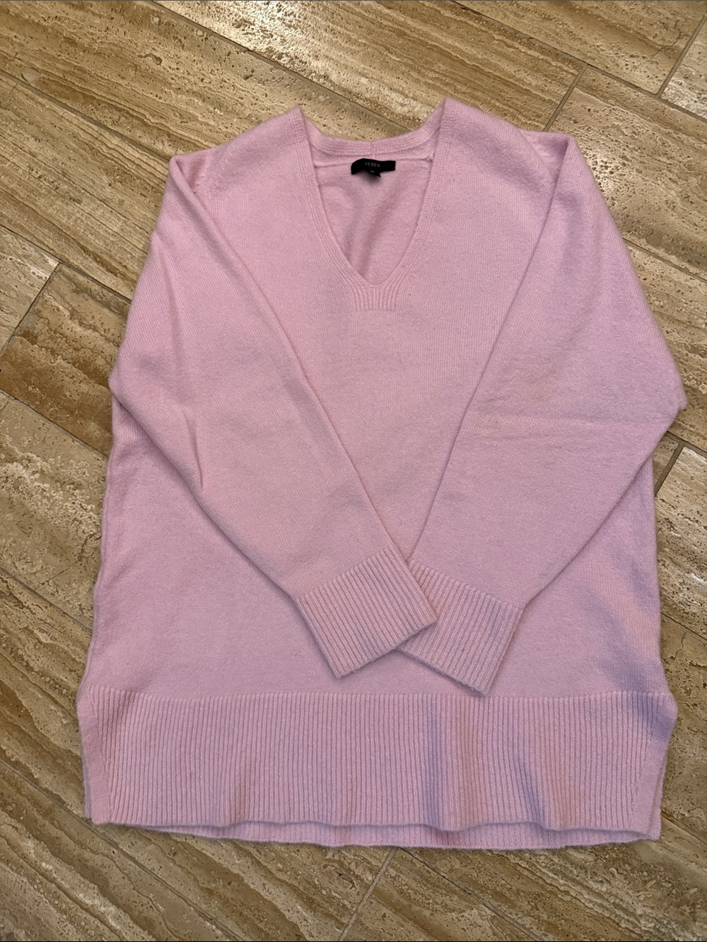J. Crew Lavender Pink V-Neck Tunic  Wool Blend Sweater Medium